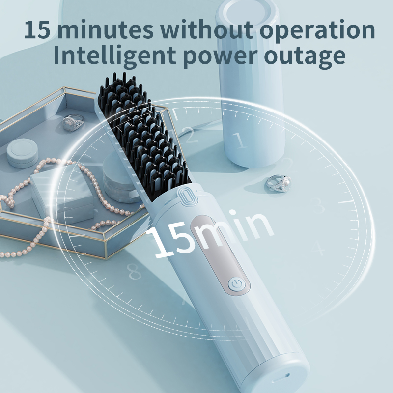 Mini Electric USB Cordless Rechargeable Hair Straightener Brush for Women