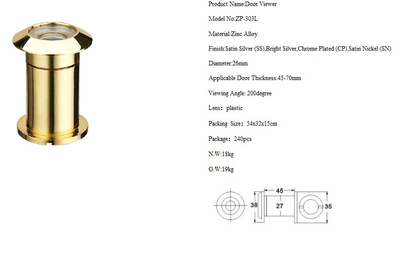 Brass, Zinc Alloy, Aluminum Material Door Viewer (MY002)