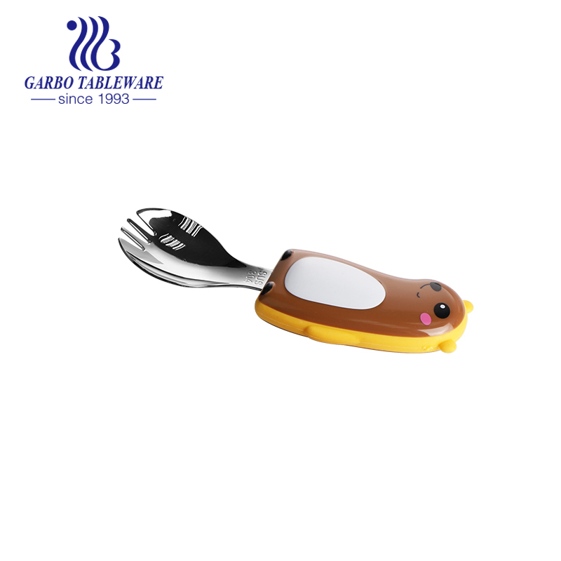 Promotion Cute Cutlery Set Adorable Kids 304ss Silver Dinnerware Set Spoon Decorative ABS Handle