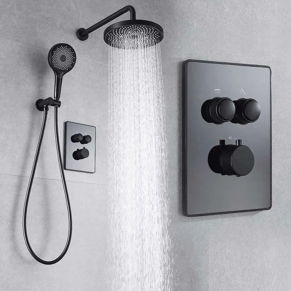 Universal Hot and Cold Water Matte Black Water Saving Rainwater Rain Bath Shower Head for Sale