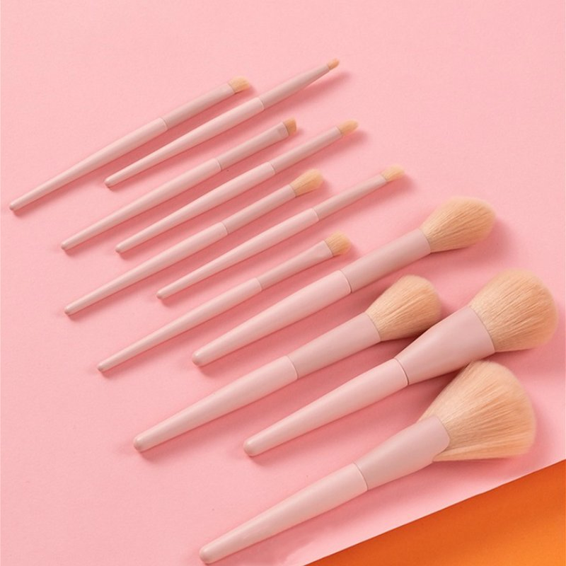 Professional 11PCS Cosmetic Brush Set Private Label Vegan Eyeshadow Powder Foundation Contour Brush Pink Makeup Brush