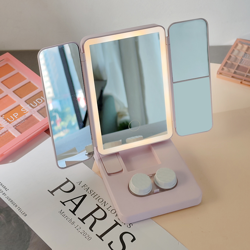 Electric Protein Removal Contact Lens Cleaner with Makeup Mirror