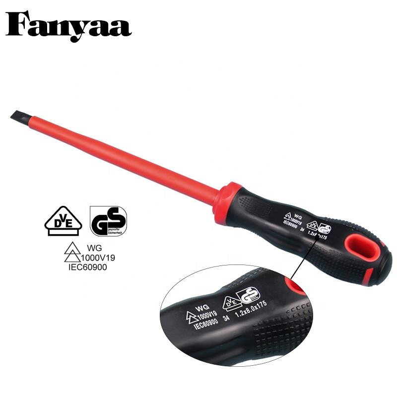 Fanyaa VDE GS IEC60900 1000V Insulated Electricians Tools Slotted Screwdriver