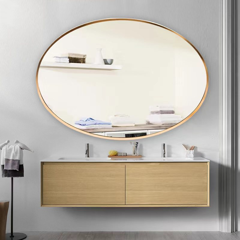 Black Golden White Aluminium Round Circle Oval Shaped Framed Mirror