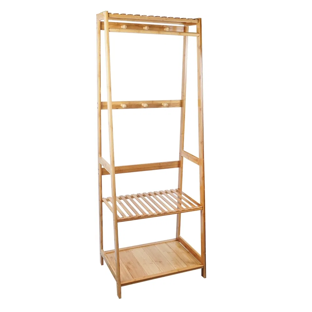 Бамбуковая полка для ванной с держателем для полотенец