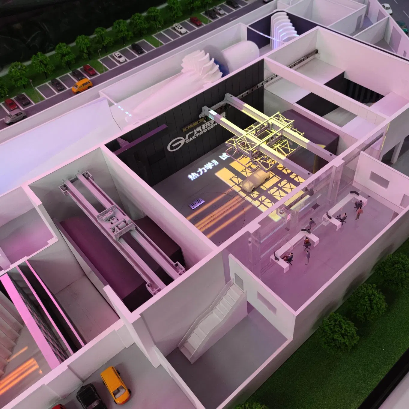 a Large Modern Automotive Factory Building Model Used to Showcase The Complete Layout