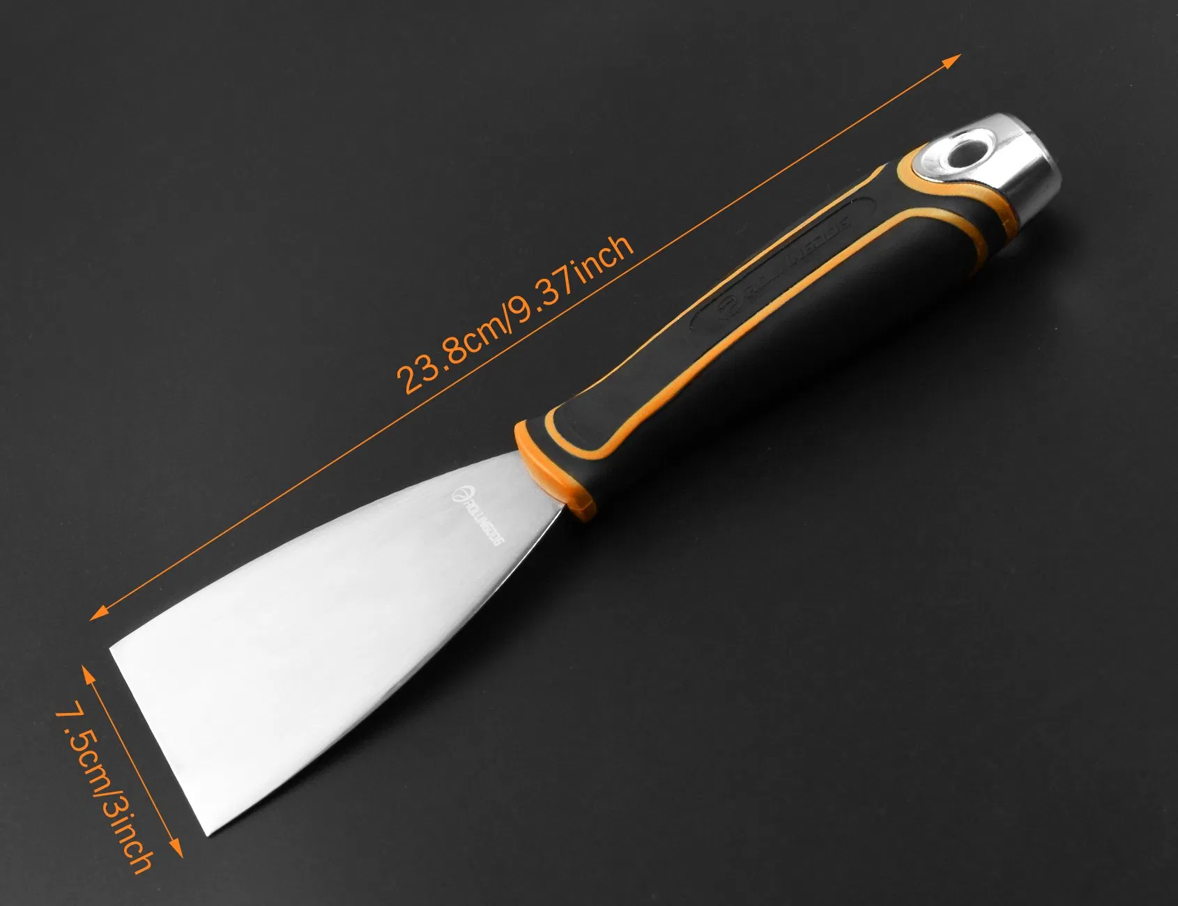 Rollingdog 3'' Putty Knife Flexible Stainless Steel Ergonomic Rubber Handle & Hammer Cap