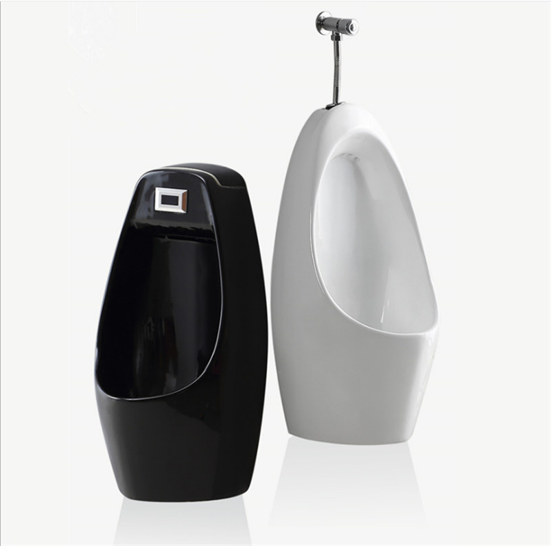 Modern Wall Hung Ceramic Male Black Urinal for Bathroom, Sensor-Activated with Auto Sensor Wc Toilet for Men