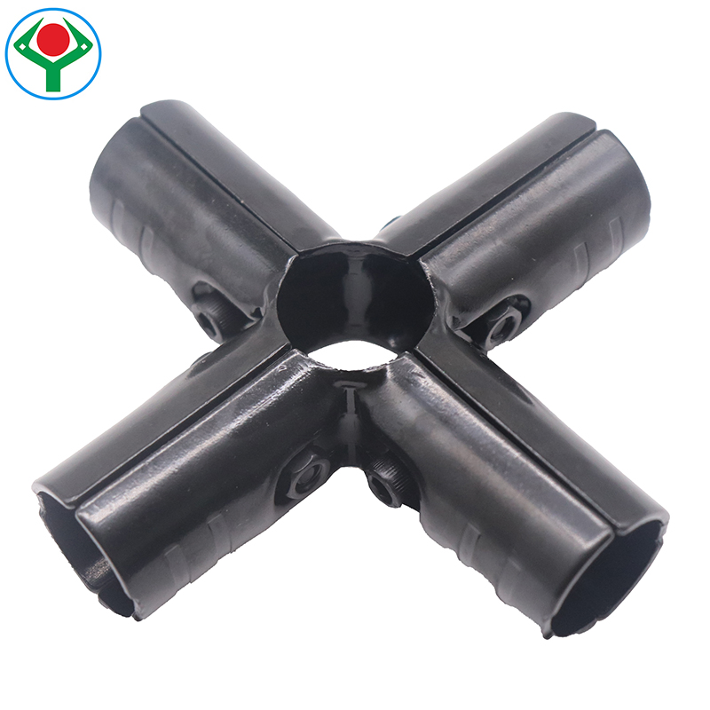 Ys-5 Black 5 Way Cross Metal Joint Set with Striations and Pre-Drilled Reinforcement Holes