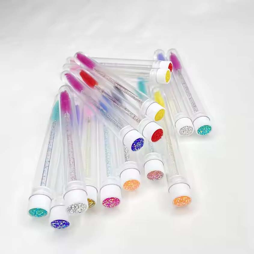White Lash Wand Container Eye Lash Brushes Blue Black and Gold Eyelash Mascara Wand Brush with Container Lash Cleaner Brush Wash