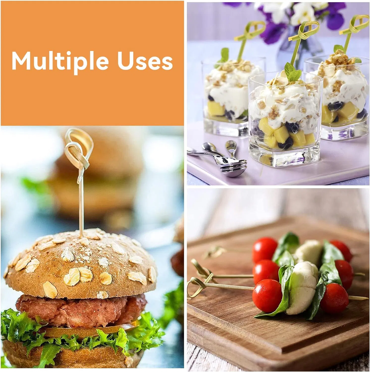 Bamboo Multi - Functional Picks - a Convenient Choice for Fruits, Snacks and Cocktails