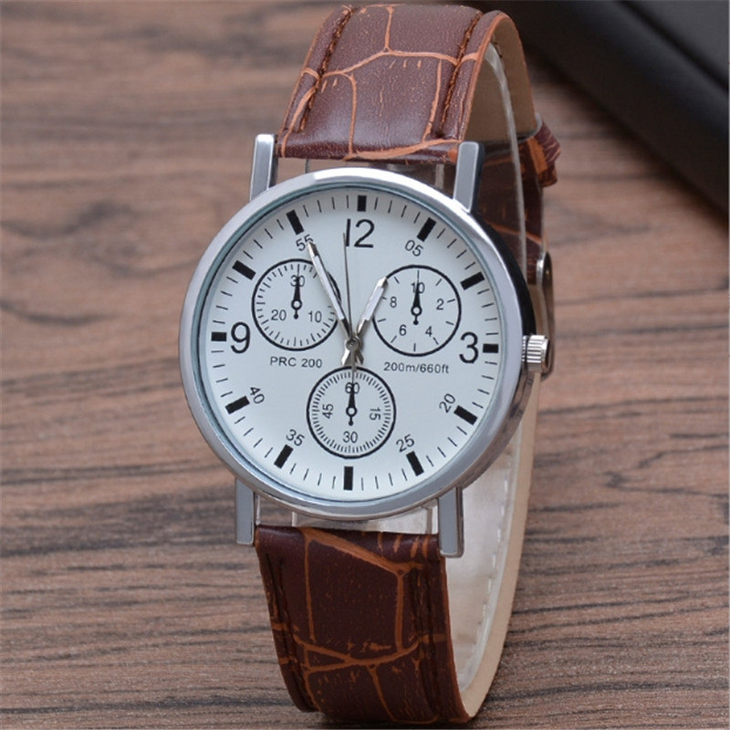 Creative Gift Watch Men/Women PU Leather Belt Quartz Watch Cheap Blue Glass Round Case Classic Business Leather Watch