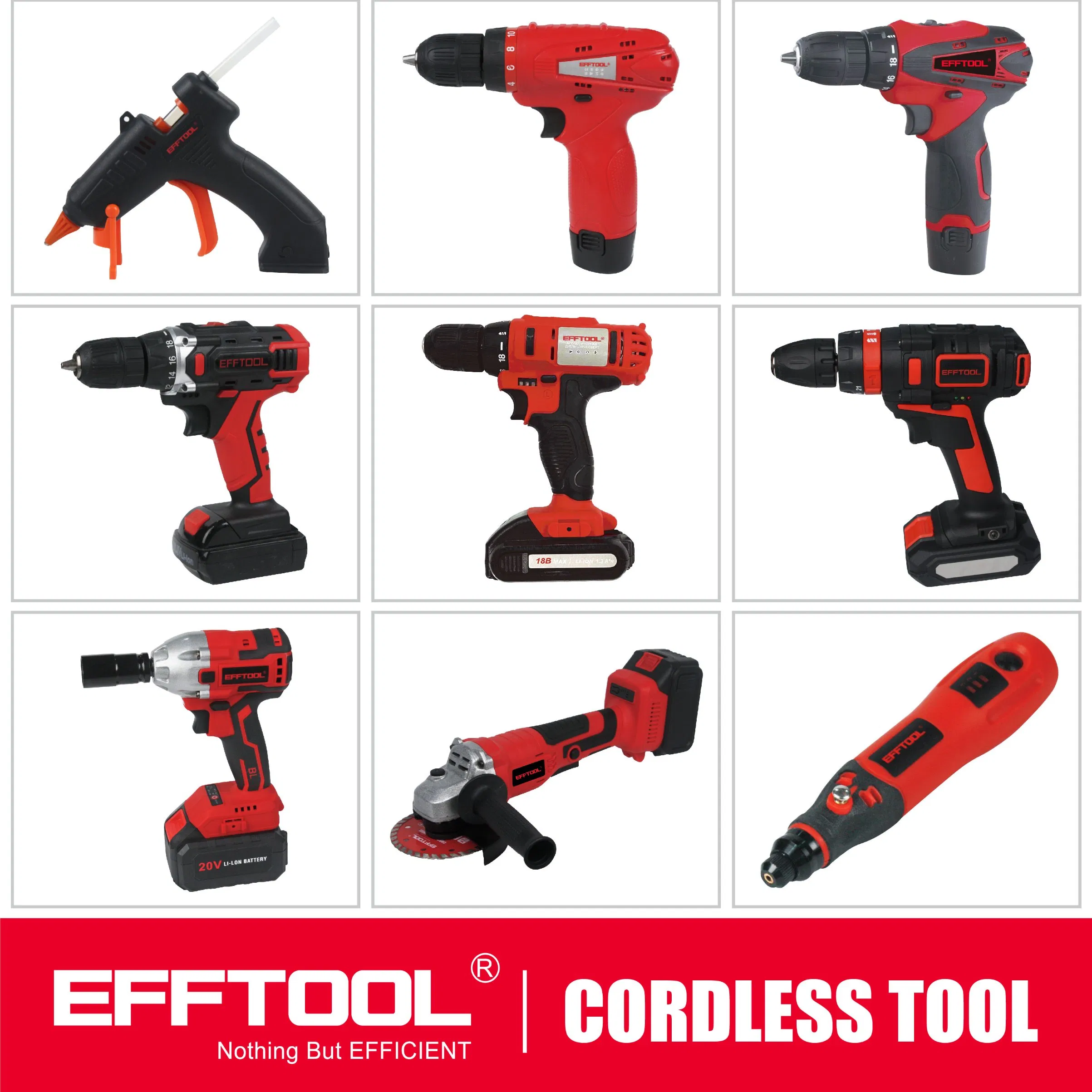 Efftool 12V/14.4V/18V Lithium Battery Professional Hand Rechargeable Cordless Drill Machine