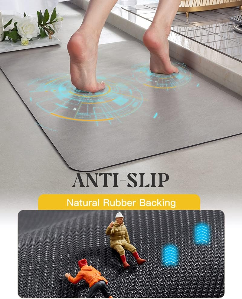 Non Slip Thin Bathroom Rugs Faux Suede Bath Mat Fit Under Door