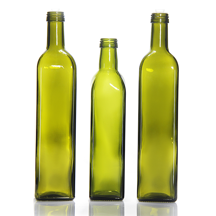 Elegant Marasca Green Square Olive Oil Dispenser Bottle for Cooking