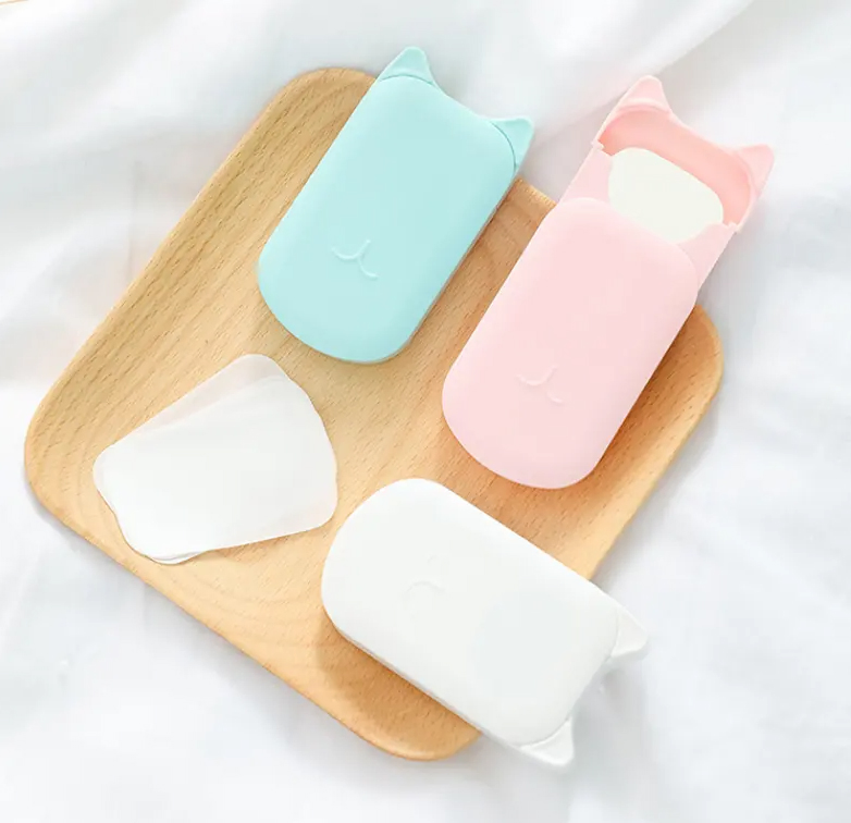 Online Wholesale in Stock Washing Hand Antibacterial Bath Dissolving Foam Dry Sheet Cute Luxury Travel Water Soluble Chamomile Travel Disposable Paper Soap