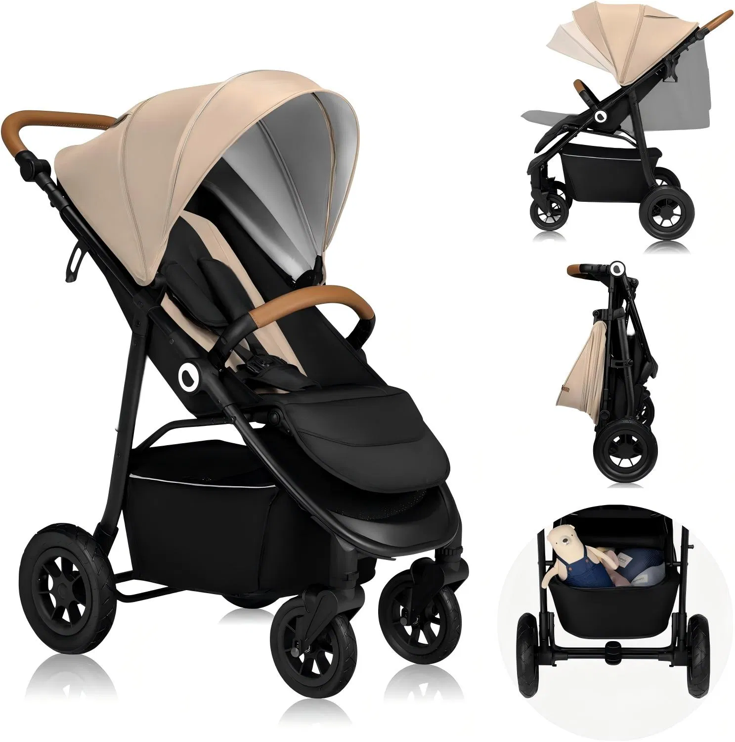 China Suppliers Customized Logo 360° Swivel Wheels Full Shock Absorption Foldable Baby Stroller