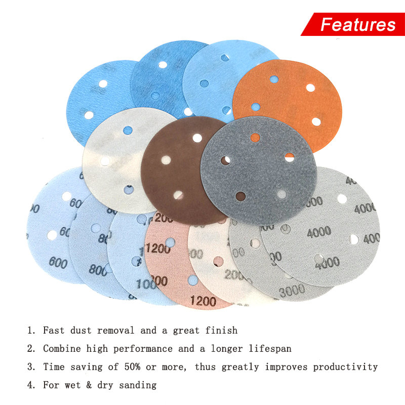 Шлифовальный диск 5 дюймов, 5 отверстий, 600-5000 грит
