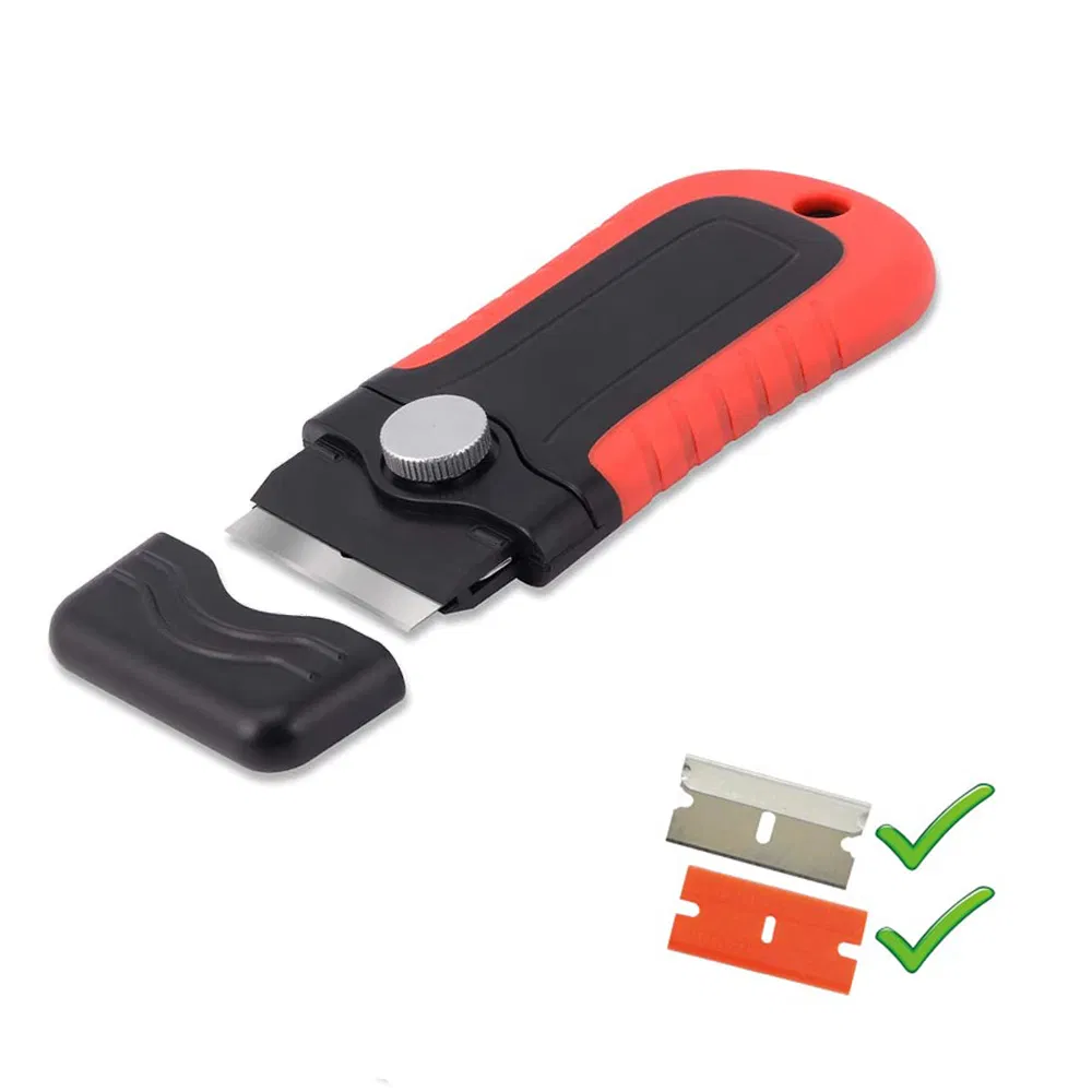 Black-Red Cleaning Scraper Plastic Razor Scraperwith 40X19mm Plastic Blades or Metal Blades