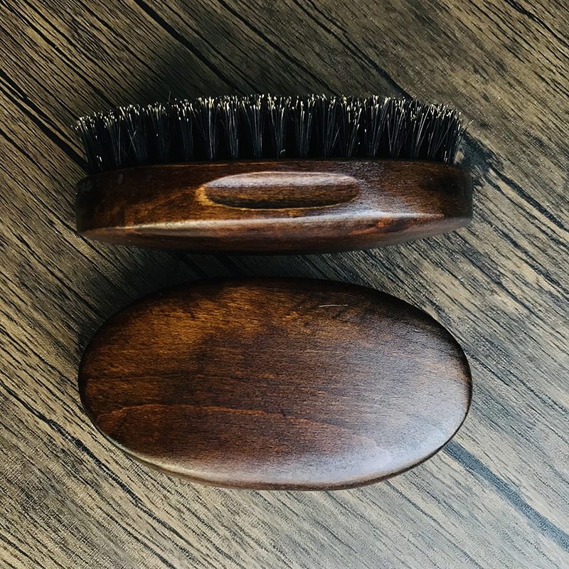 Wood Small Travel Beard Brush Natural Boar Bristles Hair Mustache Shaving Brush Facial Hair Brush