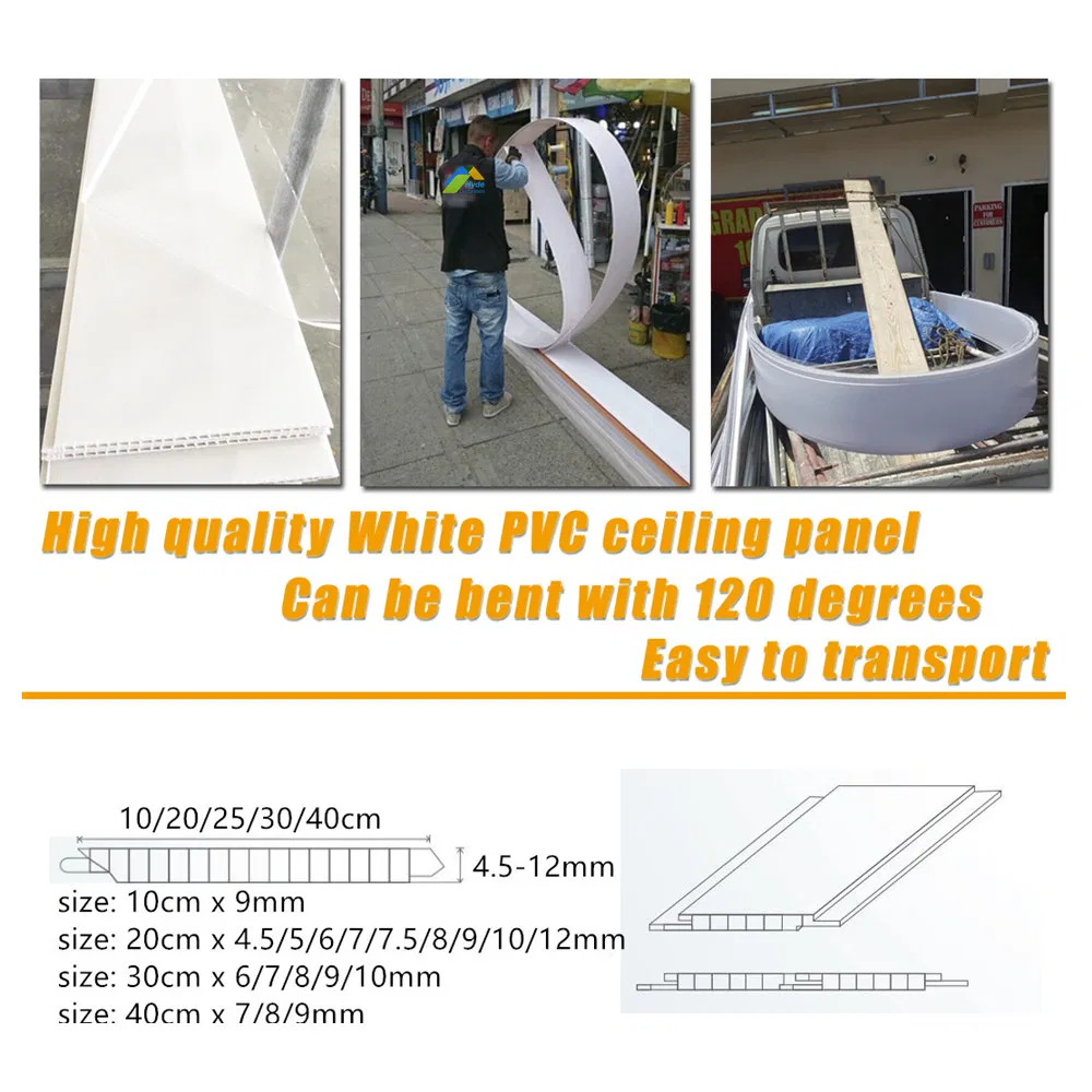 Interior Plastic PVC Wall Ceiling Panels China Lambris PVC Plafond Falso Techo En PVC White Glossy Ceiling Board 20cm 25cm 30cm