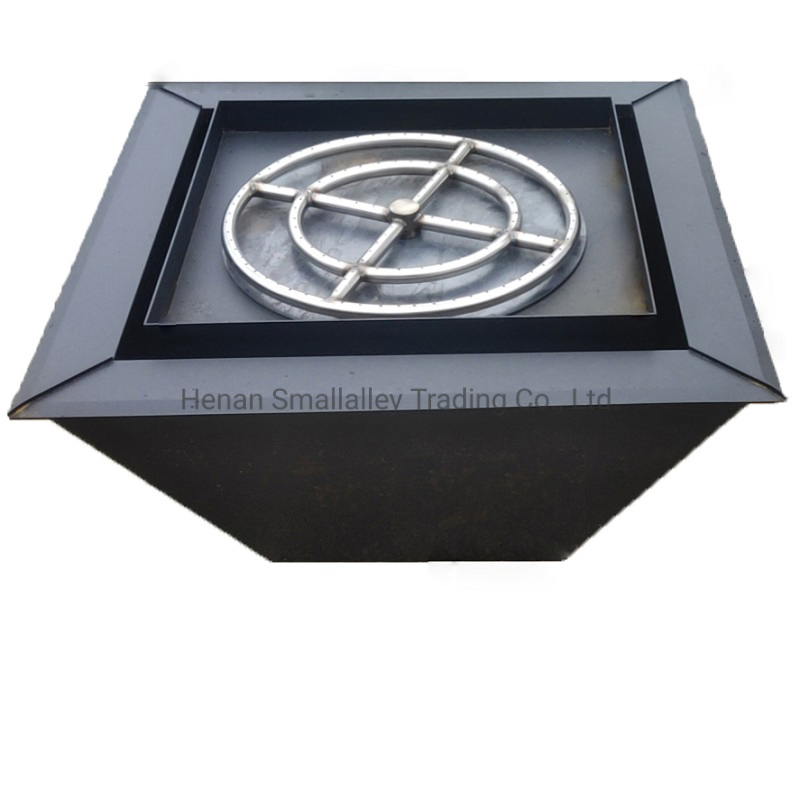 360 Spill Metal Square Fire and Water Bowl Fountain in Black Color