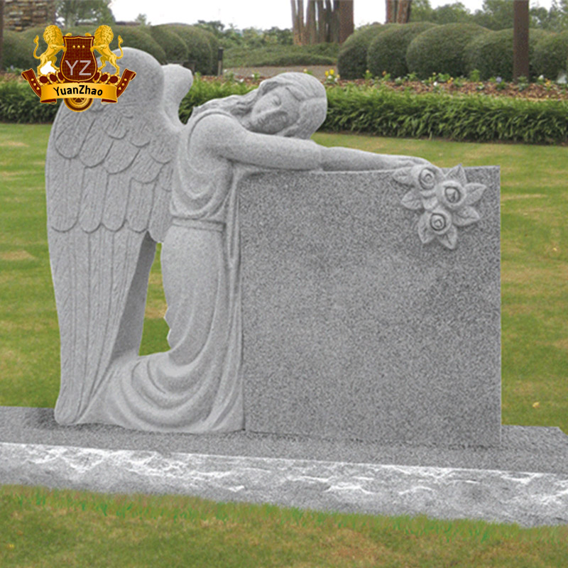 Sitting Angel Tombstone Sculpture Granite Memorial Decoration Headstone Gravestone