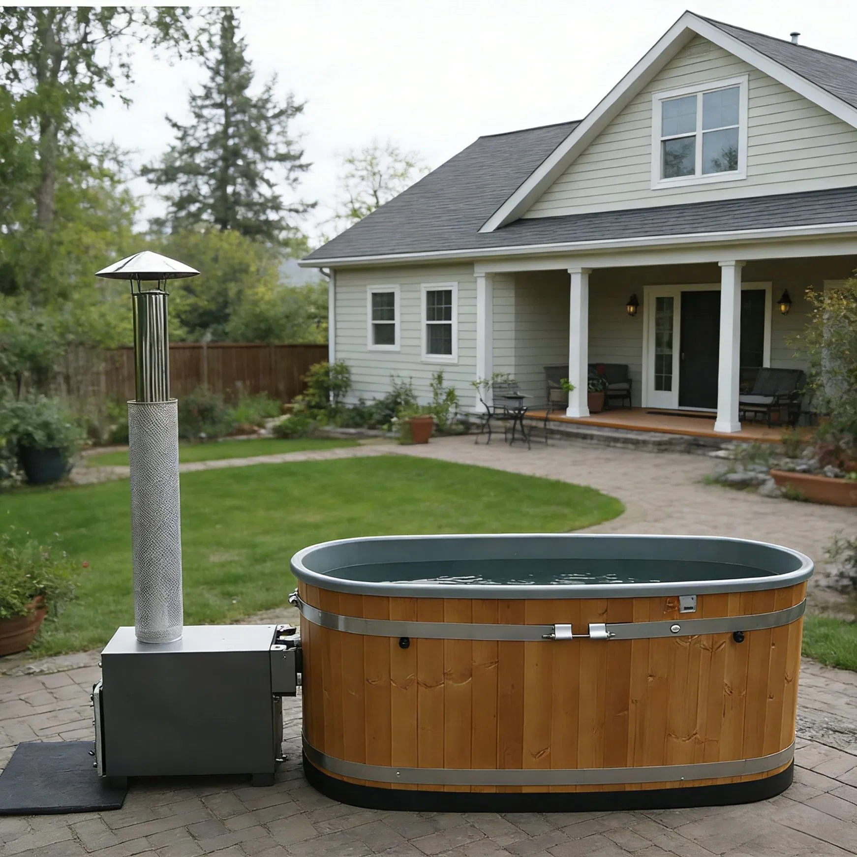 Портативная деревянная бочка-джакузи с подогревом