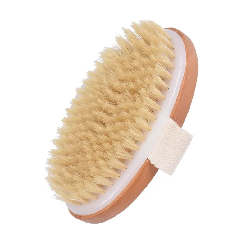 Wholesale High Quality Bamboo Dry Skin Body Brush Boar Bristles Bath Brush