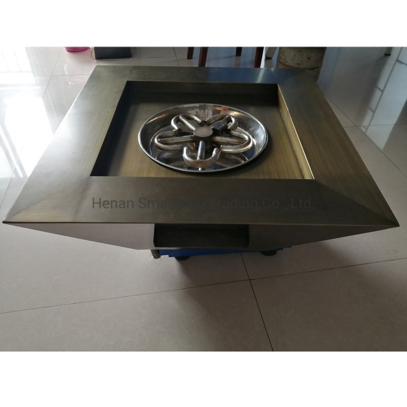 Pool Fire Feature Square Stainless Steel Gas Fire Pit Water Bowl Fountain