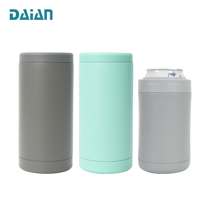 Reusable Cooler Tumbler with Opener for Slim Drinks