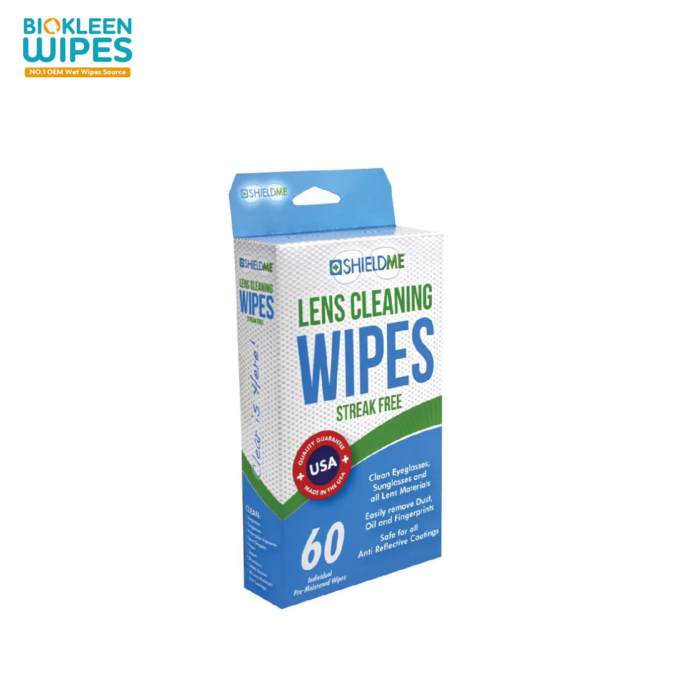 Biokleen 60 Pack Private Label Lens Wipes Camera Individually Wrapped Lens Wet Wipes Lens Clean Wet Wipes