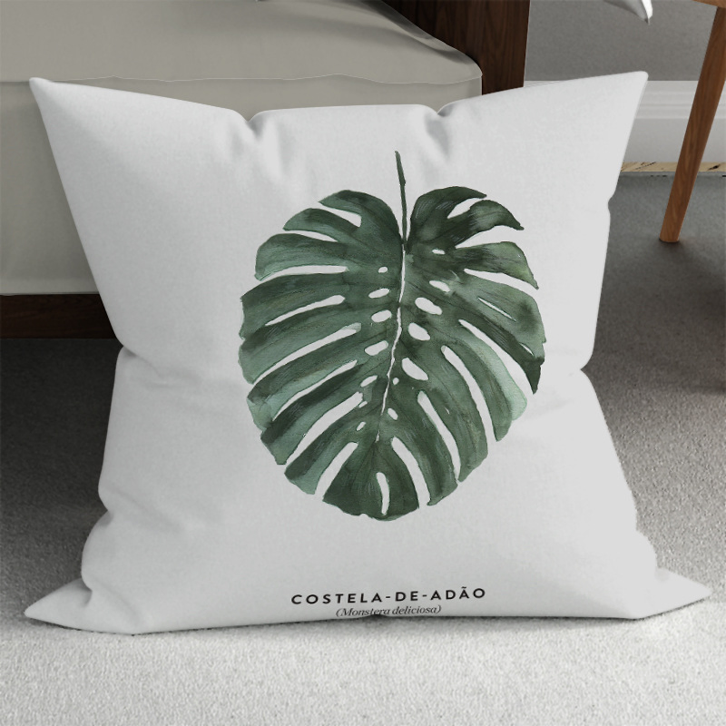 Hand-Painted Modern Flower Leaves Sofa Decoration Watercolor Plant Pillow Minimalist Room Cushion Cover Pillowcase