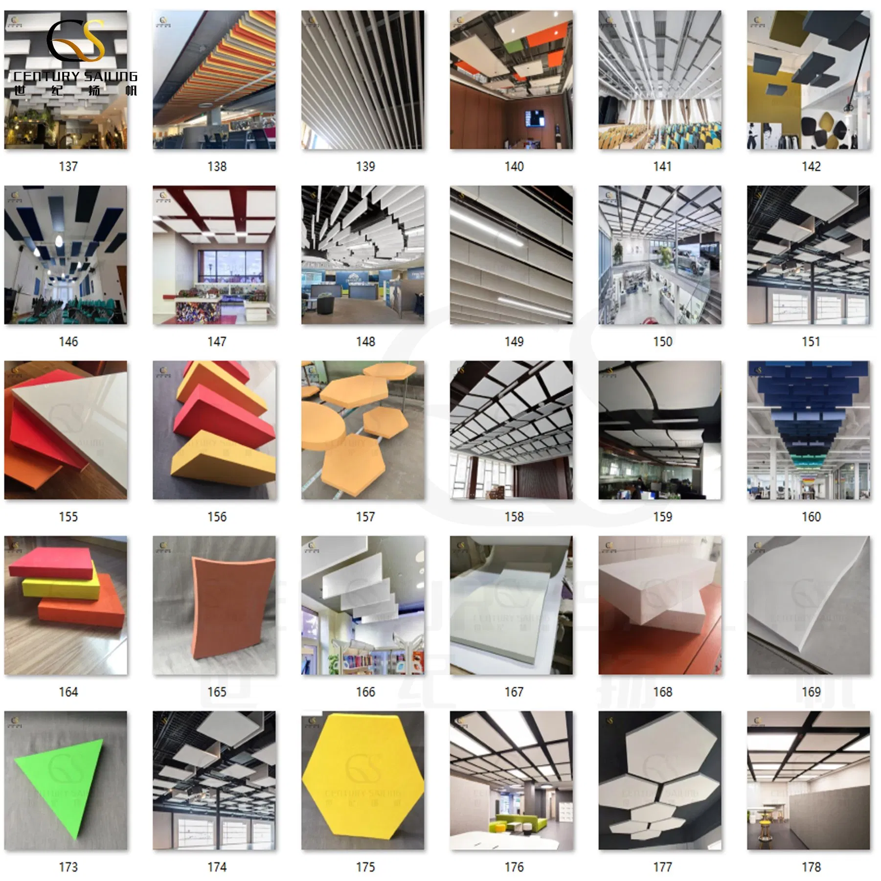 30/40/50mm Thick Wool Fiberglass Sheet Acoustic Ceiling Tiles for Office Decoration