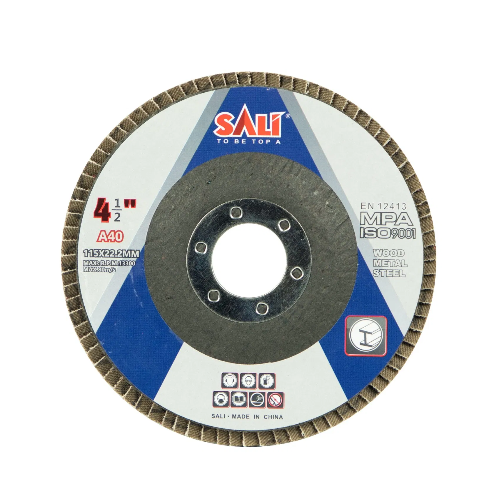 Sali 125*22.2mm P40-120 T27 Calcined Oxide Flap Disc
