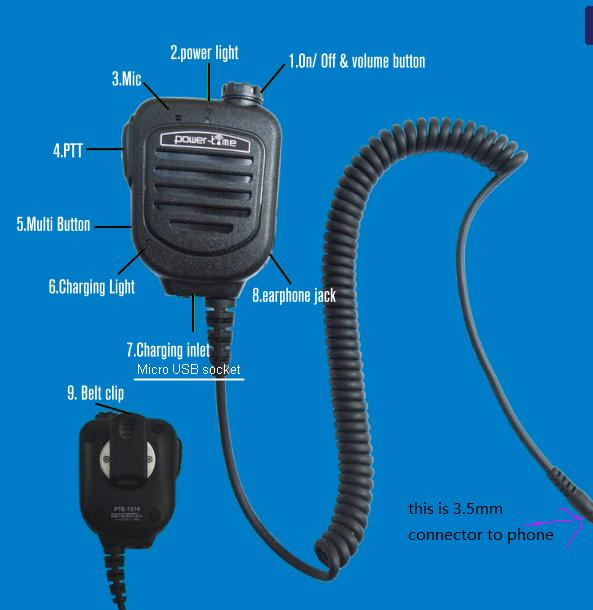 Rechargeable 3.5mm Audio Jack Speaker Microphone for Moto Radios