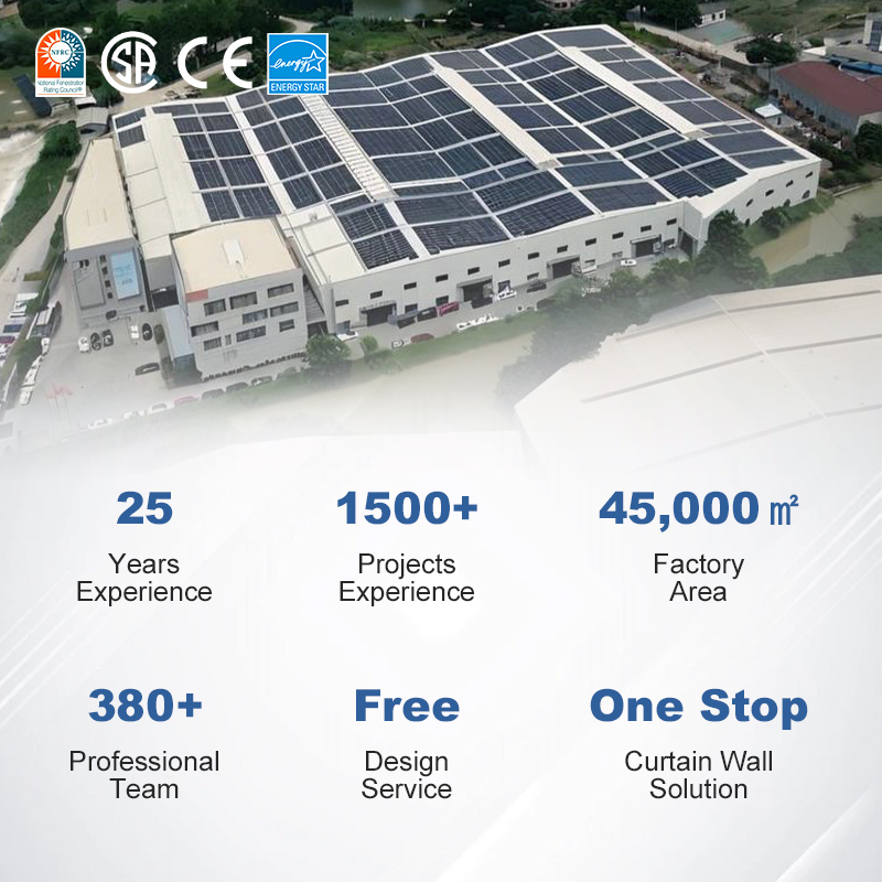 Foshan Commercial Curtain Wall Energy Efficient Exterior Prefabricated Structure Hotel Glass Curtain Wall Manufacturer