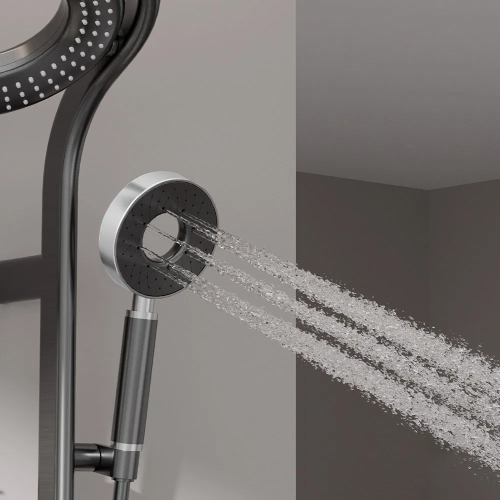 Gun Grey Stainless Steel LED Digital Display Shower Panel