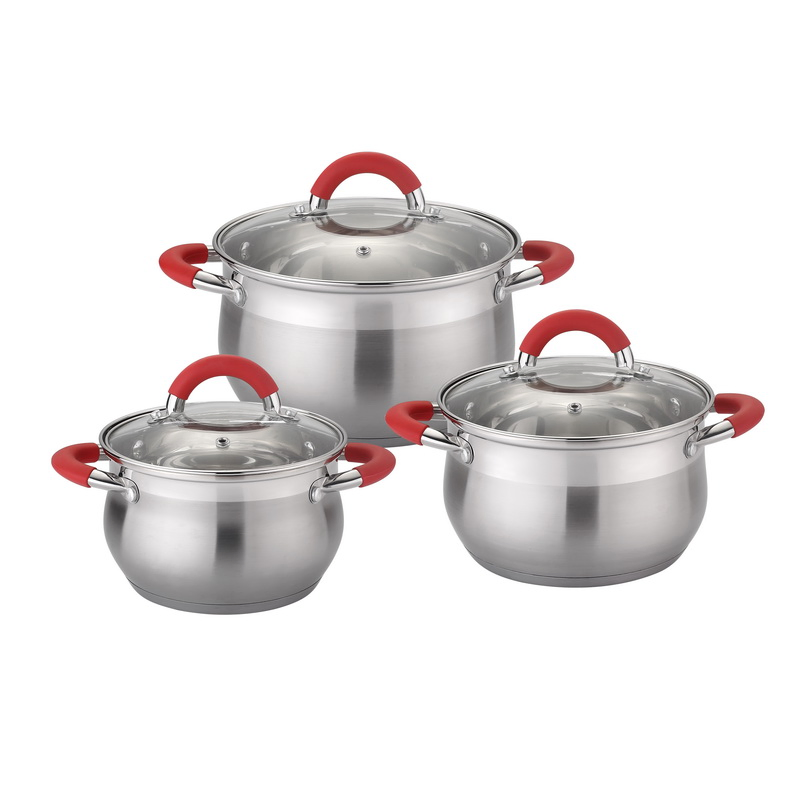 6PCS Russia Stainless Steel Cookware Set with Silicone Handle