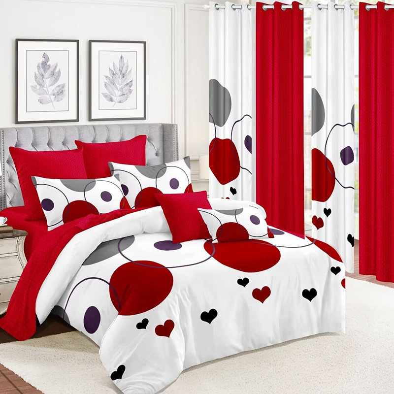 Premium 12 PCS Polyester Duvet Cover Twin Full Size Pillowcases High Class Pillow Shams Customized Curtains Eight-Piece Printing Bedroom Suite Bedspread Set