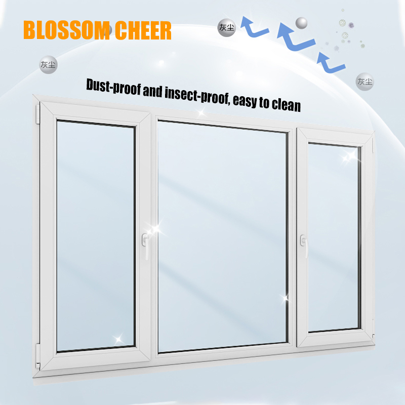 Plastic Steel White Window Inner Steel Lining Low E Glass
