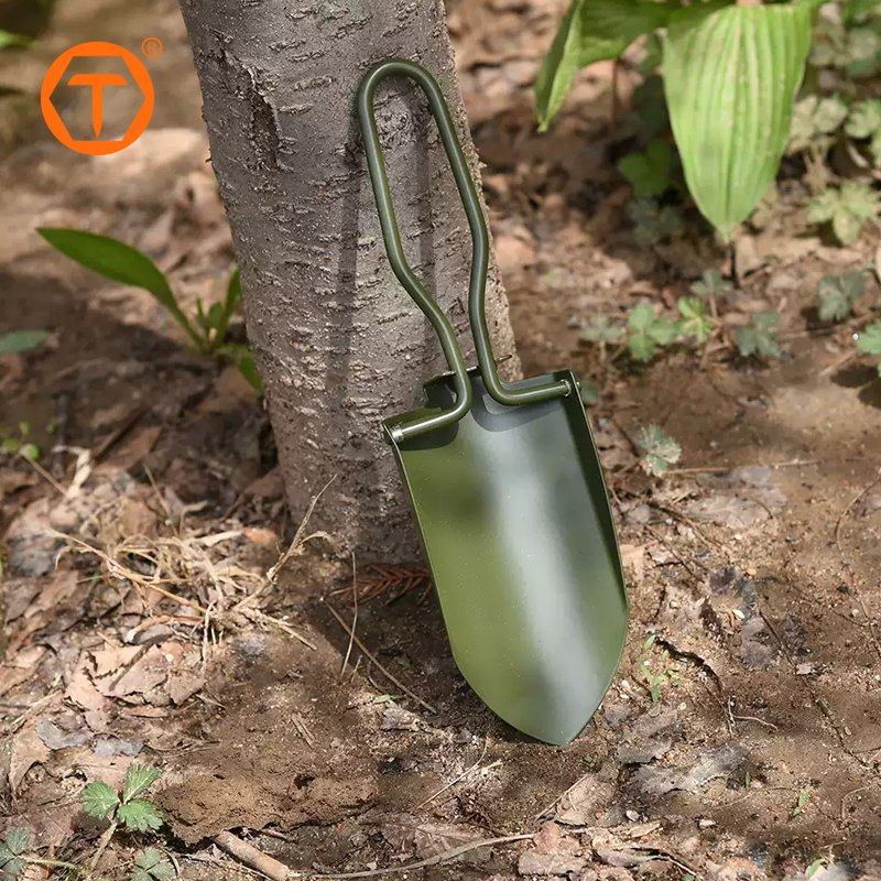 Mini Multi-Tool Foldable Shovel Round Point Stainless Steel Folding Camping Trowel for Gardening Beach Digging