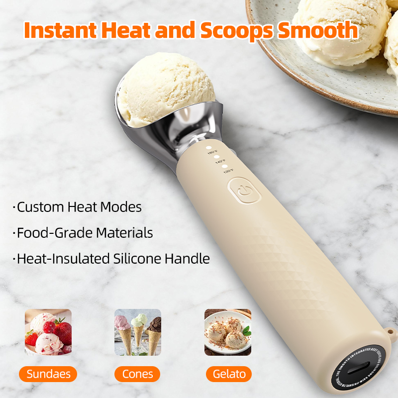 Professional Heated Ice Cream Scoop Electric Warming Scooper with Type C Fast Charge 2600mAh Battery for Rock Hard Ice Cream