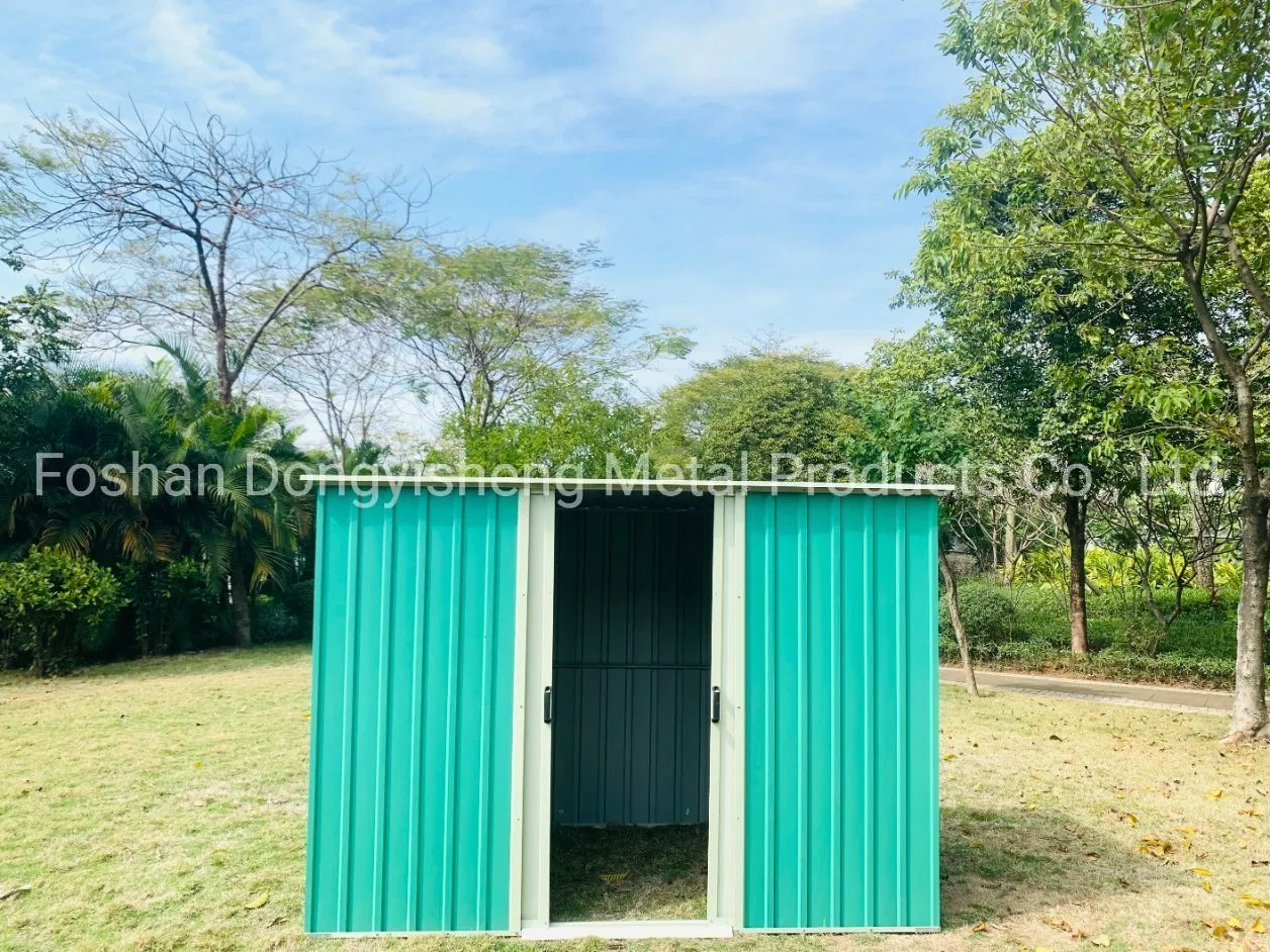 Easy Assembling Steel Panel Garden Shed Tool Kit Storage House with Flat Pent Roof and Double Sliding Doors RDS2618-G2