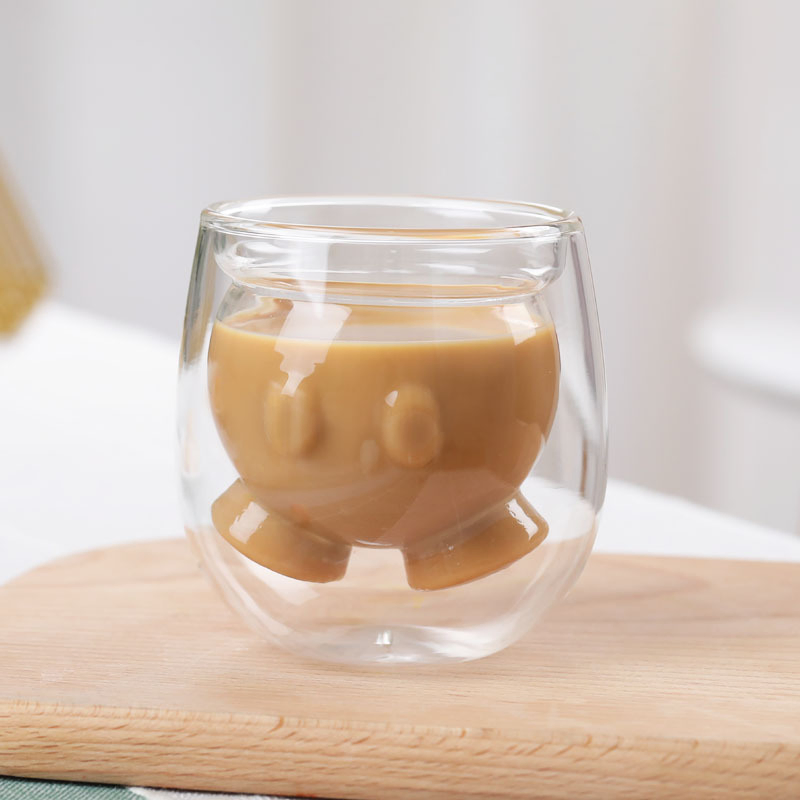 Двухслойная стеклянная кружка с мишкой