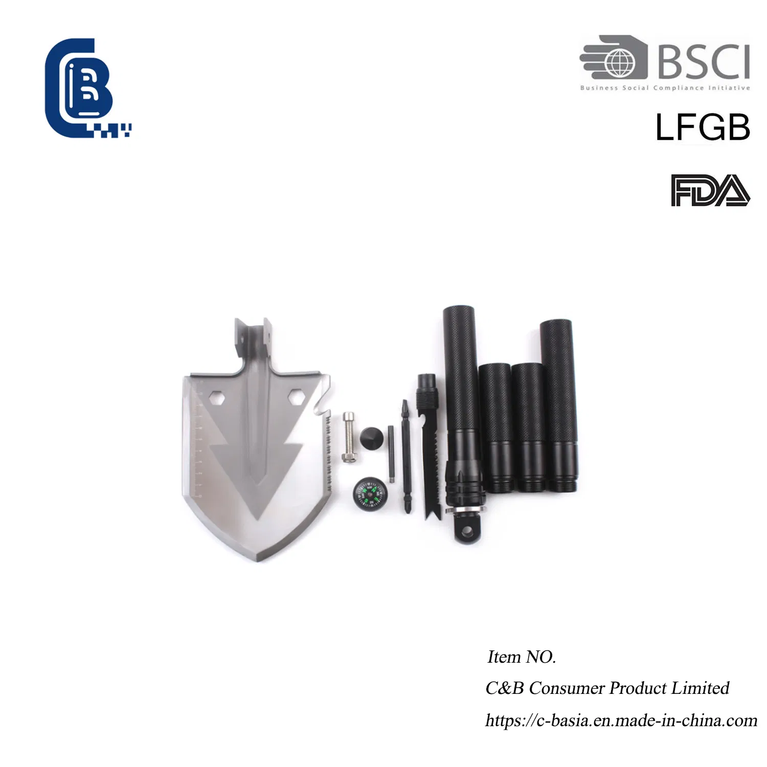 Stainless Steel Outdoor Folding Shovel, Survival Folding Portable Camping Shovel