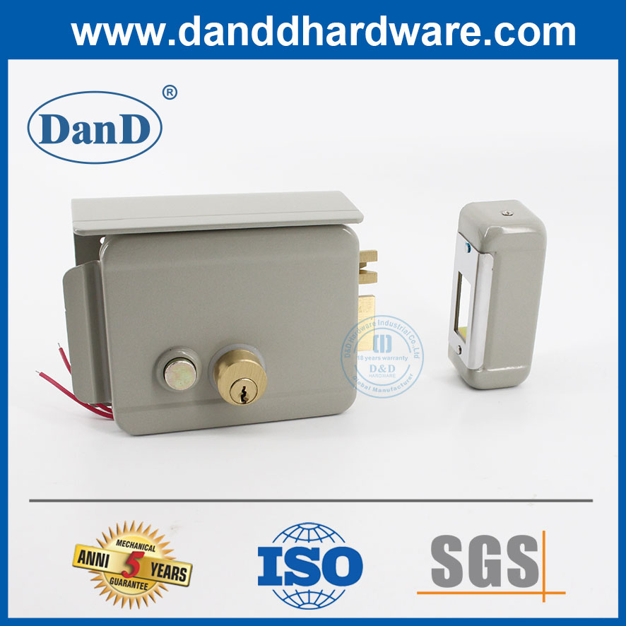 Security Brass Rim Cylinder Electromagnetic Electric Lock Set Hardware Iron Deadlock Safety Steel Gate Lock Surface Mounted Long Throw Rim Door Locks with Keys