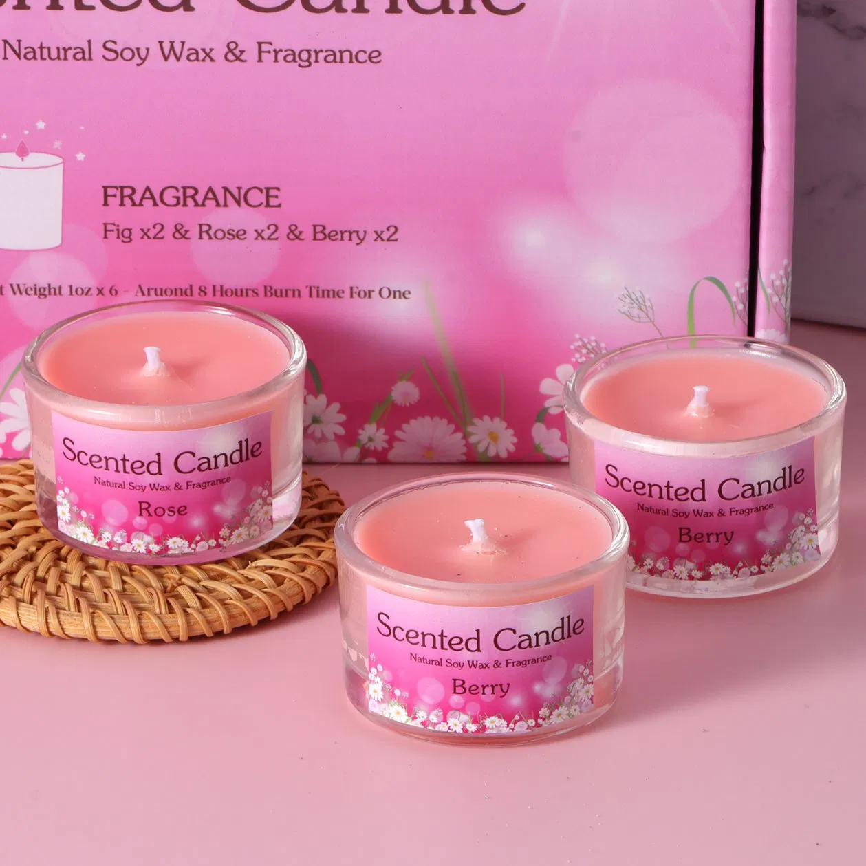 Vegan Coconut Wax Candle Refreshing Citrus & Basil Scent Toxin-Free