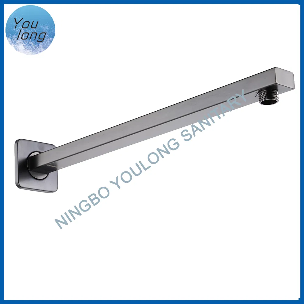 Customized Gun Metel Wall Mounted Rectangular Shower Head Arm Extension for Overhead Shower 40cm Length