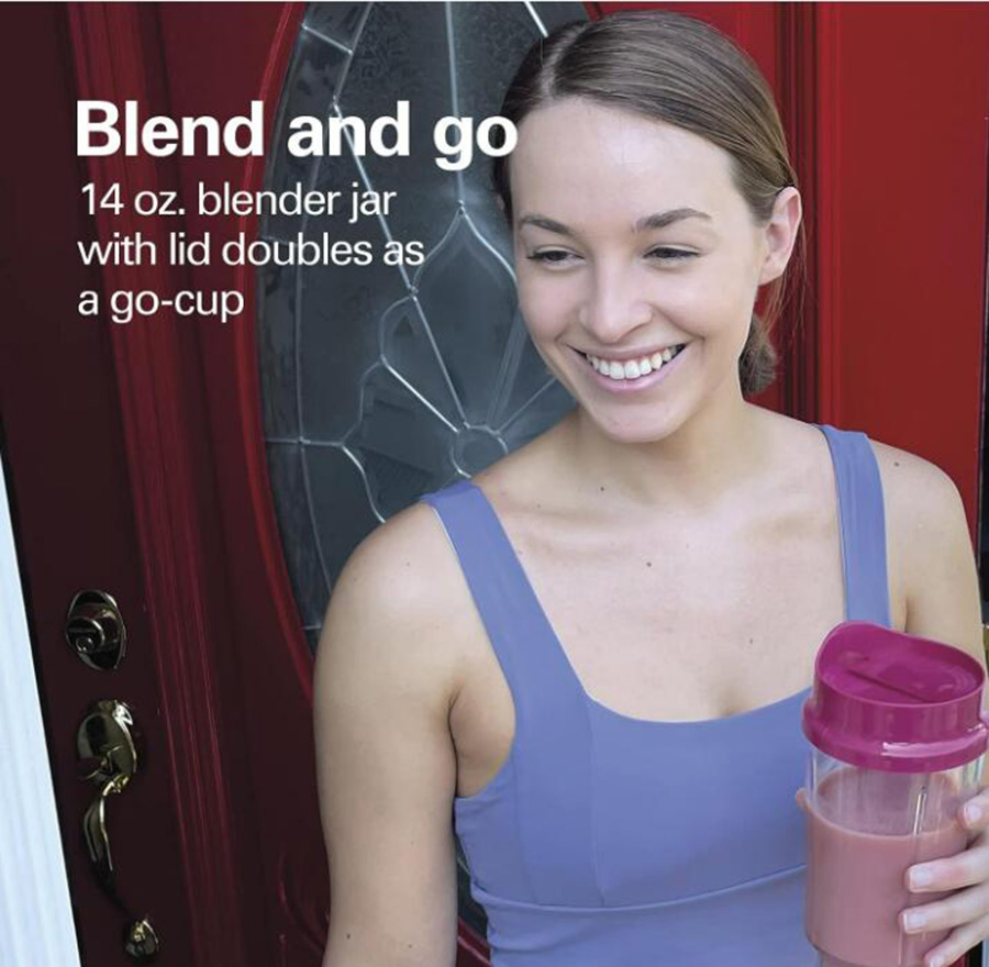 Portable BPA Free Travel Cup and Lid Blender for Shakes and Smoothies